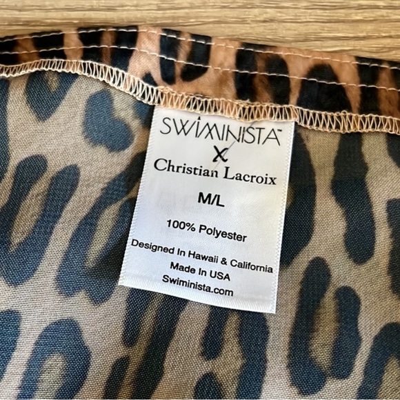 Christian LaCroix Swiminista sheer leopard swimsuit cover up M/L coverup swim - Picture 5 of 7